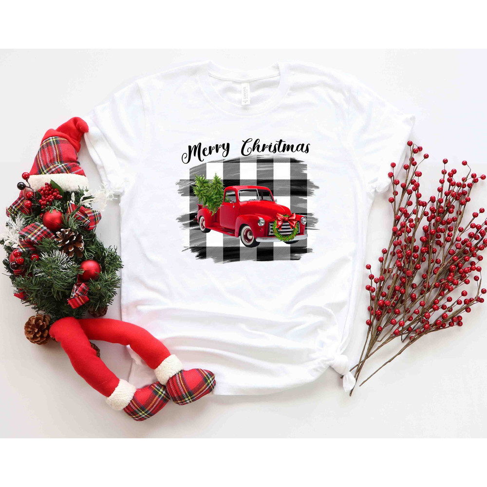 Farm Fresh Christmas Trees Truck Shirt, Christmas T-shirt, Christmas Family, Red Truck Shirt, Christmas Gift, Christmas Truck Family Shirts - 1.jpg