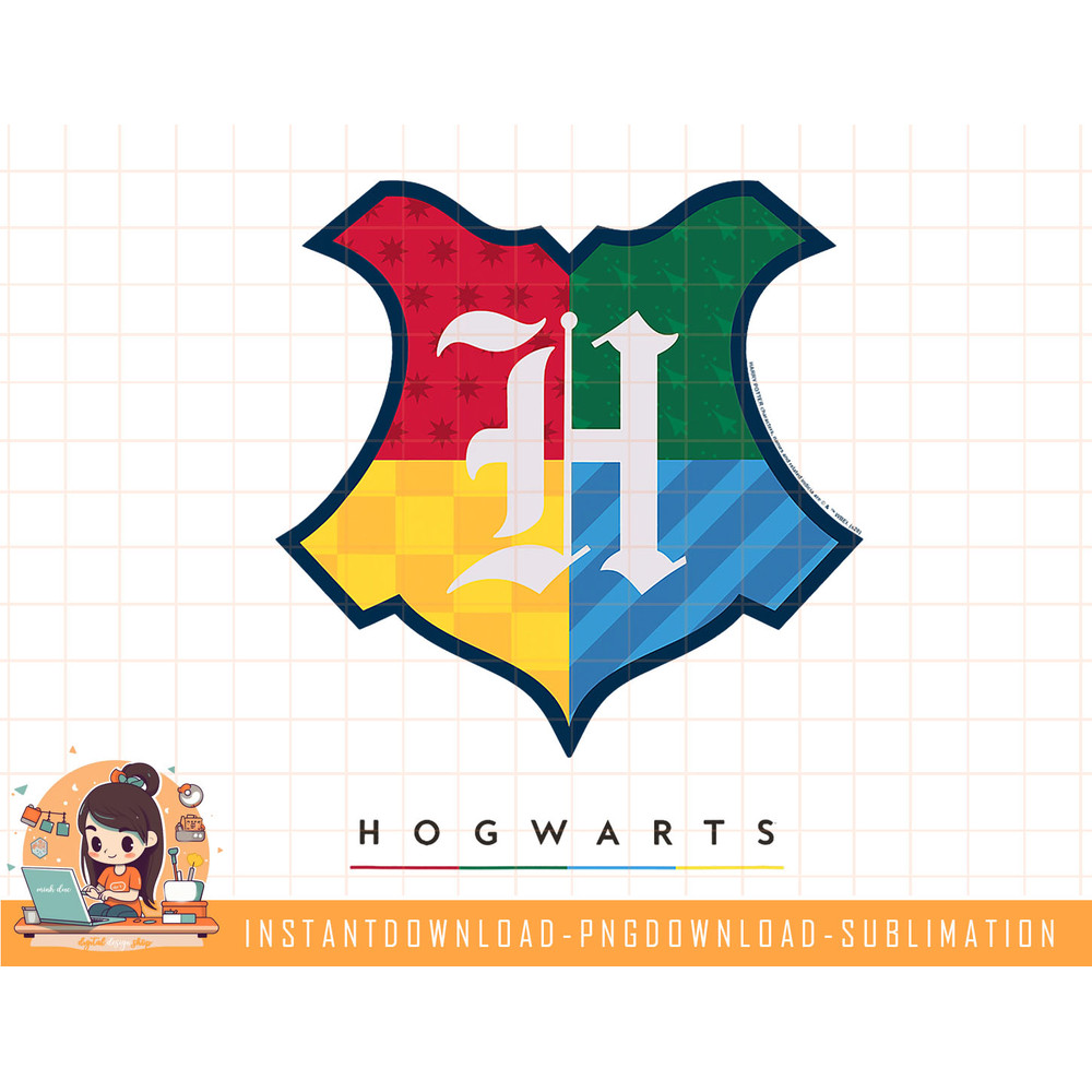 Harry Potter Hogwarts Multi Colored Shield Crest png, sublimate, digital download.jpg