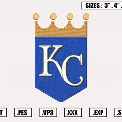 Kansas City Royals Embroidery Designs, MLB Logo Embroidery Files, Machine Embroidery Design File, Digital Download
