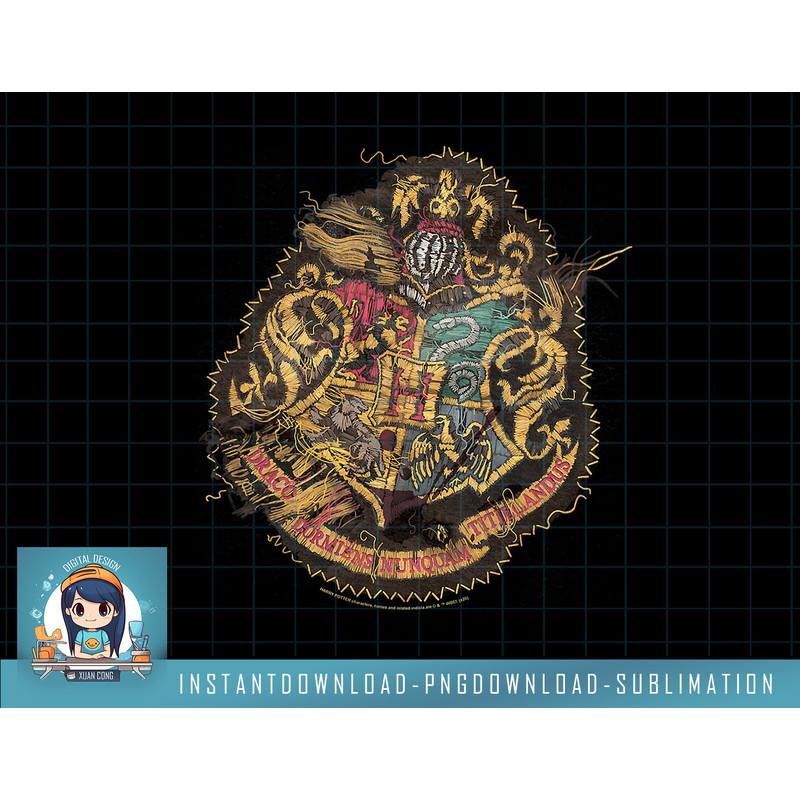Harry Potter Hogwarts Crest Knitted Patch Damaged png, sublimate, digital download.jpg