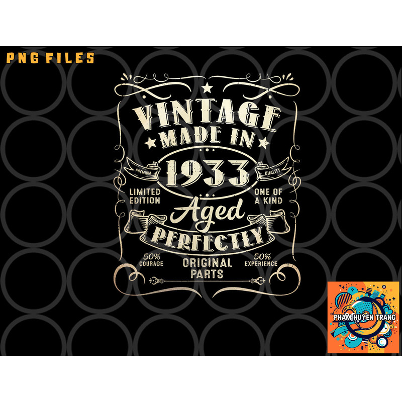 Vintage 90th Birthday Decorations Men Funny 1933 90 Birthday png, digital download copy.jpg