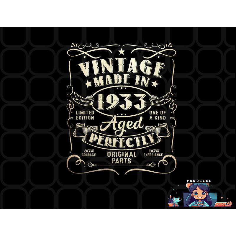 Vintage 90th Birthday Decorations Men Funny 1933 90 Birthday png, digital download copy.jpg