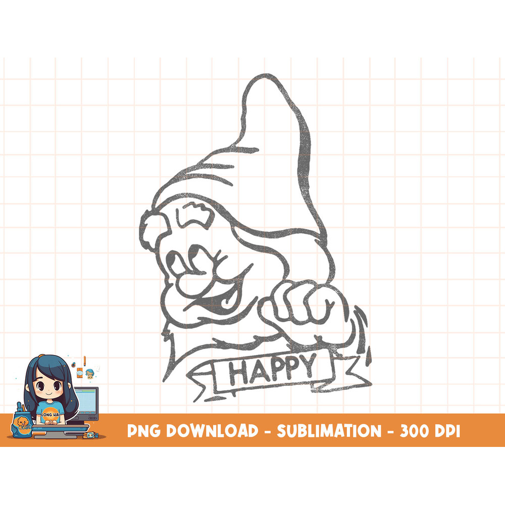 Disney Snow White Happy Line Art Big Face png, sublimation, digital print.jpg