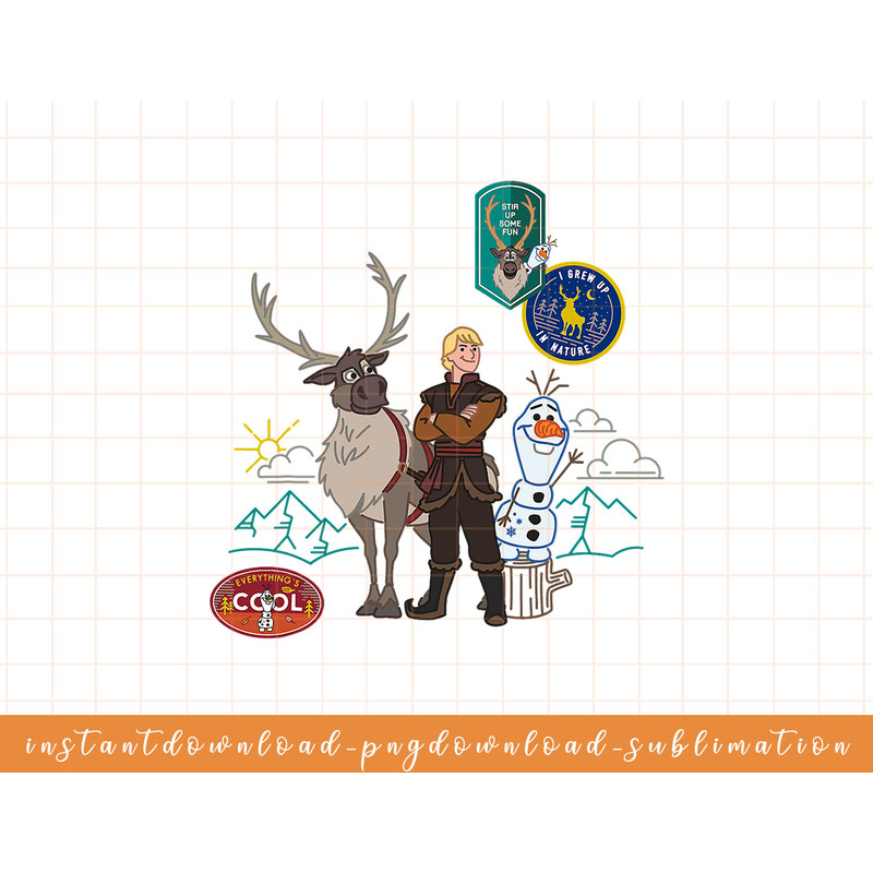 Disney Frozen 2 Olaf, Sven, and Kristoff Patches png, sublimate, digital download.jpg