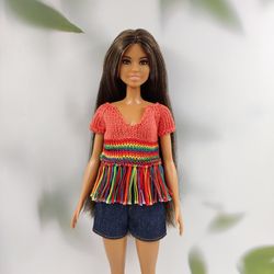 Barbie doll clothes fringed jumper