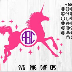 unicorn monogram svg png | circle round monogram font, unicorn svg png monogram svg, unicorn svg for cricut