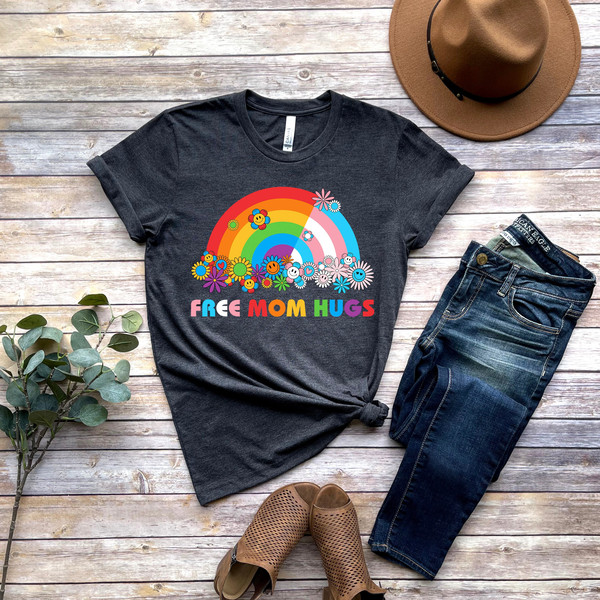 Free Mom Hugs T-Shirt, Proud Mom Apparel, Rainbow Gay Pride T-Shirt, Lgbtq Proud Parent Shirt, Equality Gifts, Rainbow Heart Shirt,Proud Tee - 1.jpg