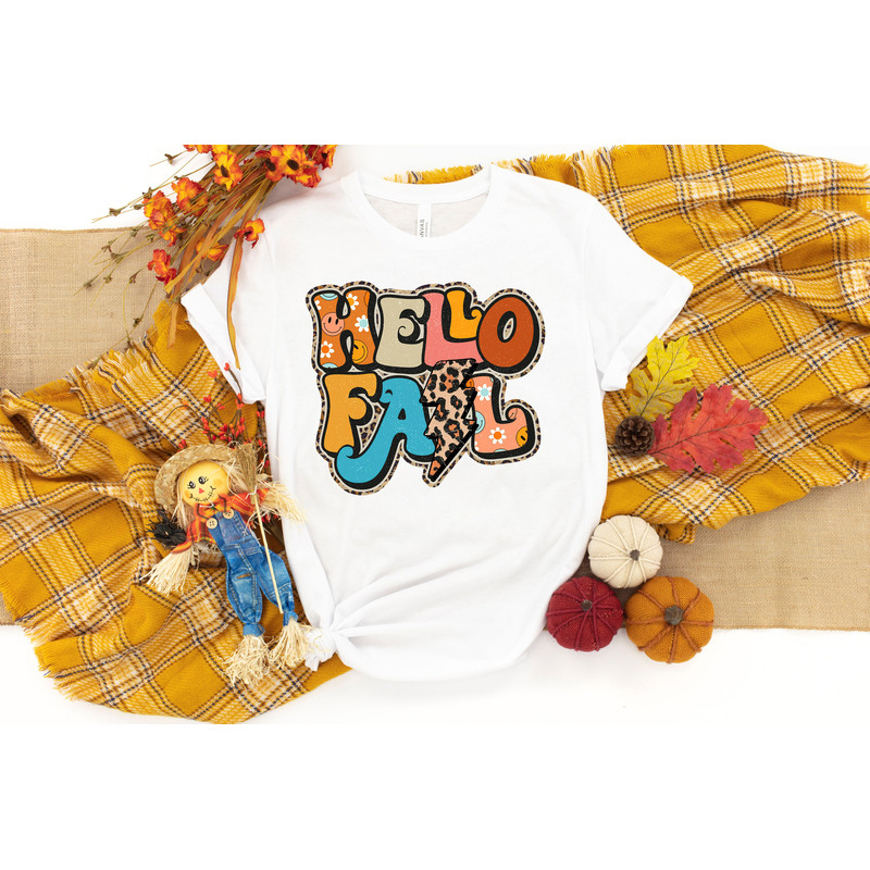 Hello Fall Leopard Shirt, Cute Fall Shirt, Fall Shirts, Fall T-Shirt, Happy Fall Shirts, Autumn Shirt, Thanksgiving Shirt, November Shirt - 3.jpg