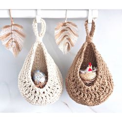 Easter wall hanging decor Hanging storage baskets Garlic keeper