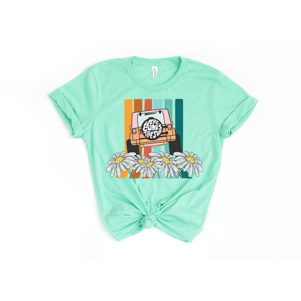 Here Comes The Sun Shirt, Summer Shirt, Retro Summer Shirt, Vacation Shirt, Beach Shirt, Summer Vibe Shirt, Beach Vacation Shirt, Sea Shirt - 1.jpg