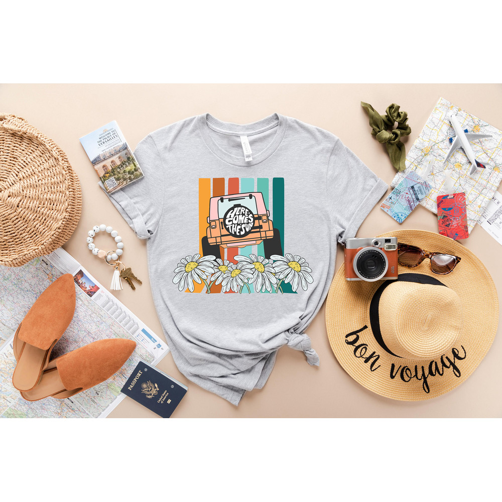 Here Comes The Sun Shirt, Summer Shirt, Retro Summer Shirt, Vacation Shirt, Beach Shirt, Summer Vibe Shirt, Beach Vacation Shirt, Sea Shirt - 2.jpg