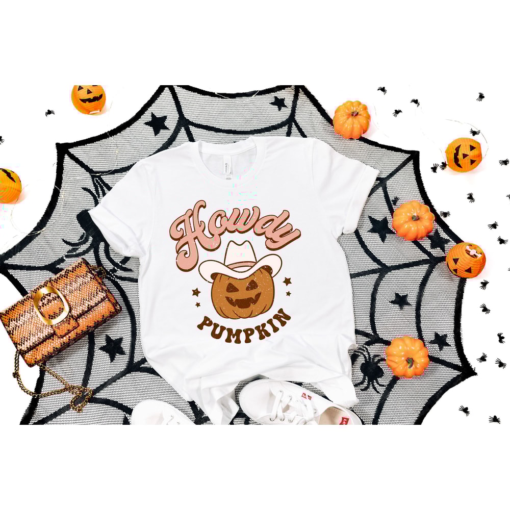 Howdy Pumpkin Halloween Shirt, Cute Women's Western Halloween Tee, Retro Halloween Sweatshirt, Cute Country Cowgirl Halloween T-Shirt - 1.jpg