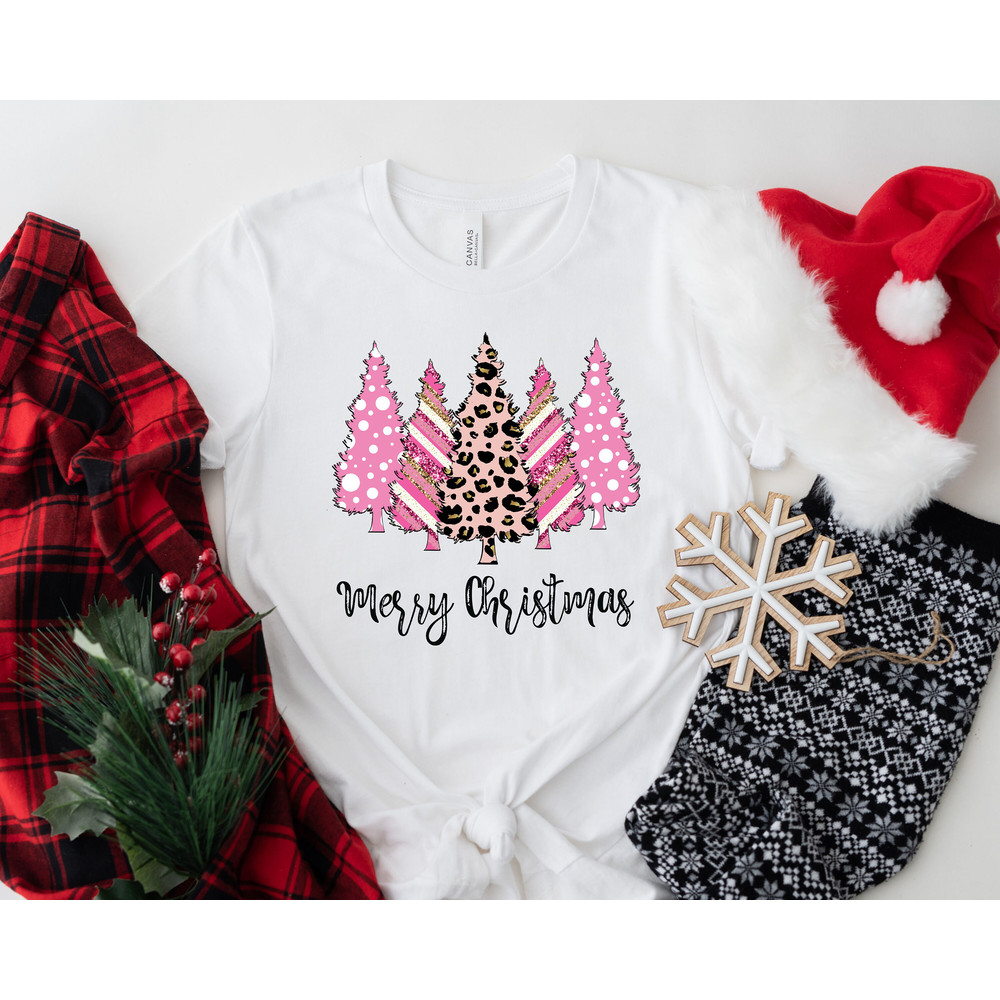 Ladies Merry Christmas Shirt, Women Christmas Shirt, Cute Christmas Shirt, Women Holiday Shirt, Leopard Print Christmas Tree Shirt - 2.jpg