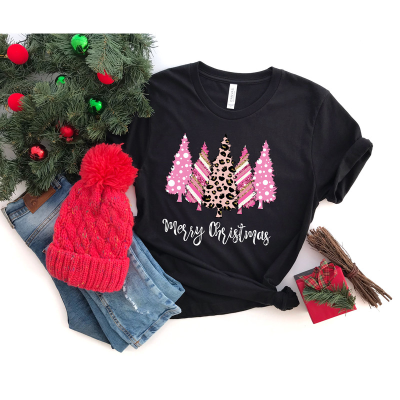Ladies Merry Christmas Shirt, Women Christmas Shirt, Cute Christmas Shirt, Women Holiday Shirt, Leopard Print Christmas Tree Shirt - 3.jpg