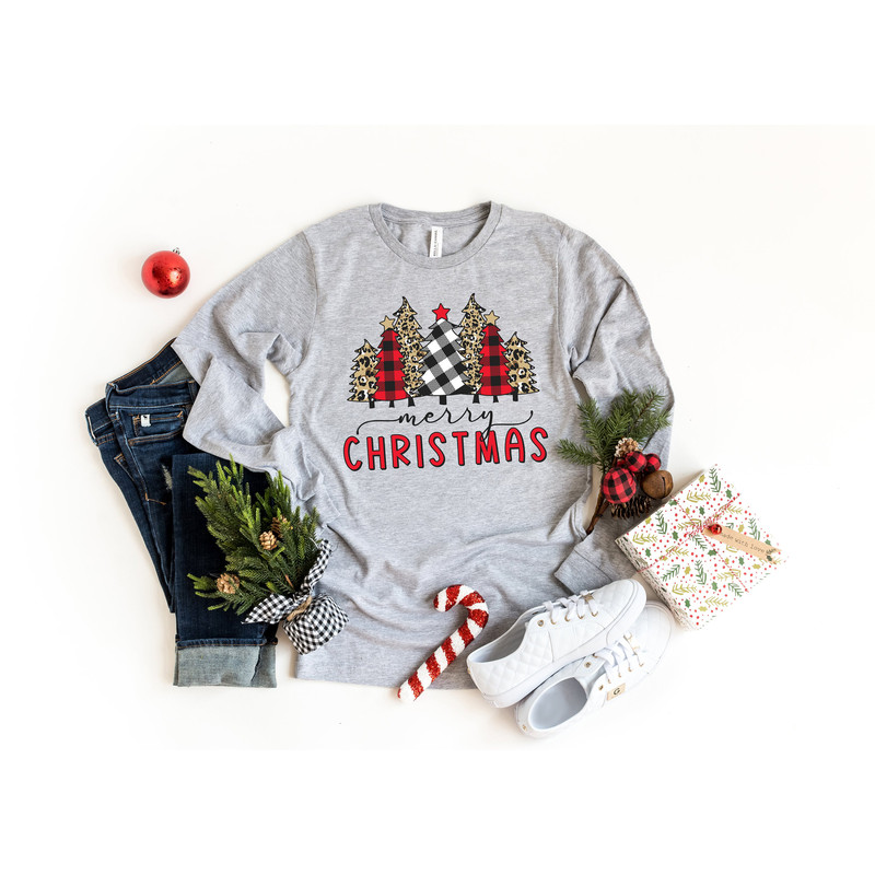 Ladies Merry Christmas Shirt, Women Christmas Shirt, Cute Christmas Shirt, Women Holiday Shirt, Leopard Print Christmas Tree Shirt - 2.jpg