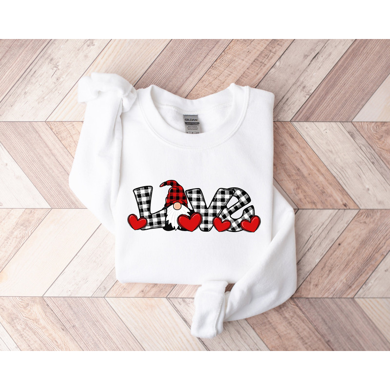 Love Valentine Gnome Valentine, Valentine Gnome Buffalo Plaid Sweatshirt, Valentines Day, Valentines Day Sweatshirt, Valentines Day Gift - 1.jpg