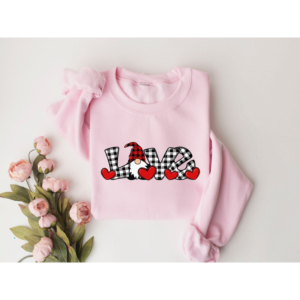 Love Valentine Gnome Valentine, Valentine Gnome Buffalo Plaid Sweatshirt, Valentines Day, Valentines Day Sweatshirt, Valentines Day Gift - 4.jpg