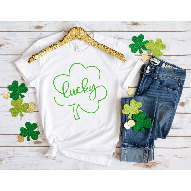 Lucky St Patrick's Day Shirt, Lucky Clover Shirt, St Patricks Day Shirt, Shamrock Lucky Shirt, Four Leaf Clover, Shamrock, Irish Tshirt - 2.jpg