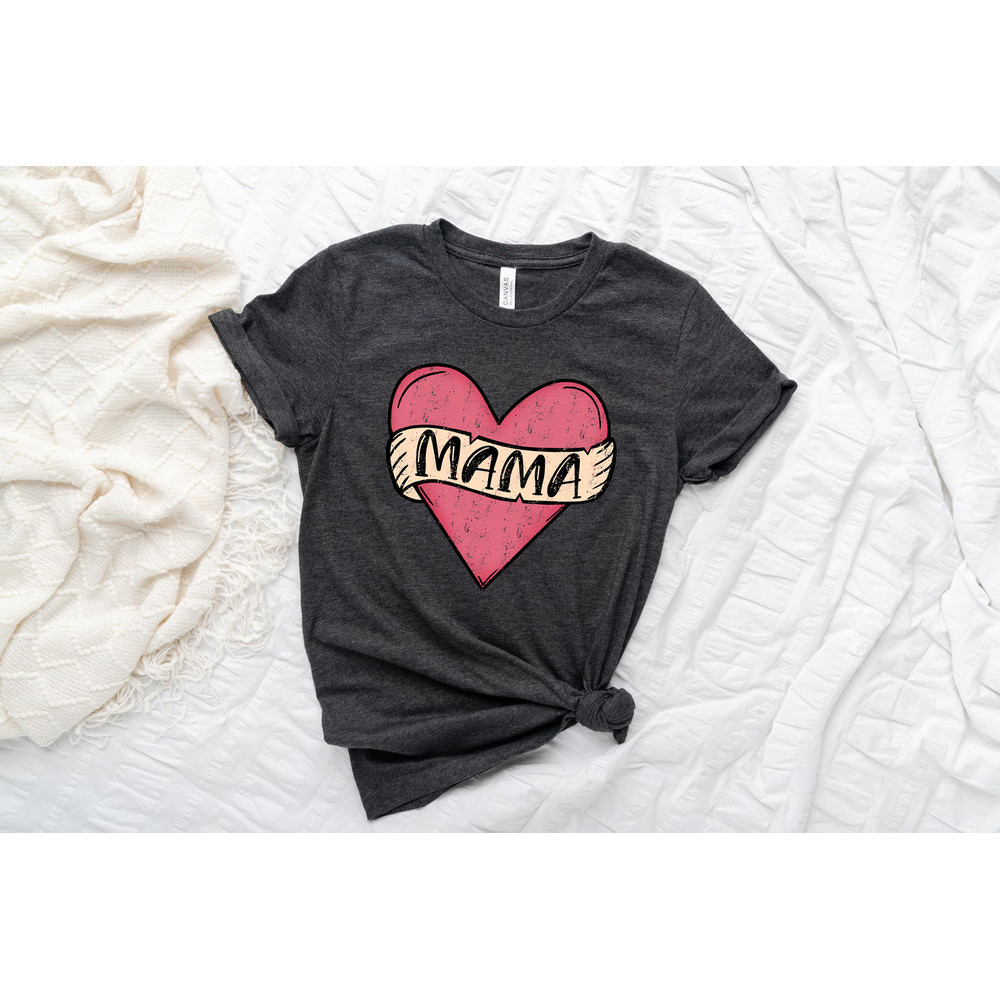Mama Shirt, Mama Retro Heart Shirt, Mothers Day Gift, Custom Shirt for Mothers, Mom T shirt, Mommy Tee, Mom Gift, New Mommy Gift - 4.jpg