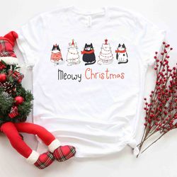 meowy christmas shirt, christmas cat shirt, merry christmas, cat lover shirt, christmas gift, christmas gift for cat mom