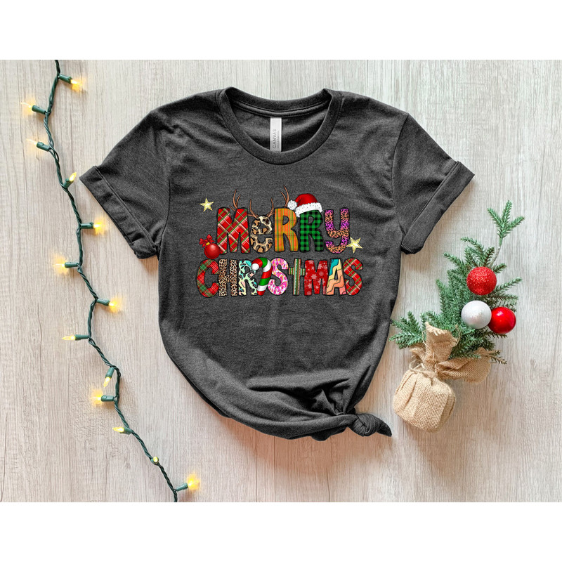 Merry Christmas Shirt, Cute Christmas Family Shirt, Women's Christmas tree Holiday Shirt, Santa Hat Christmas shirt, Santa Deer Shirt - 2.jpg