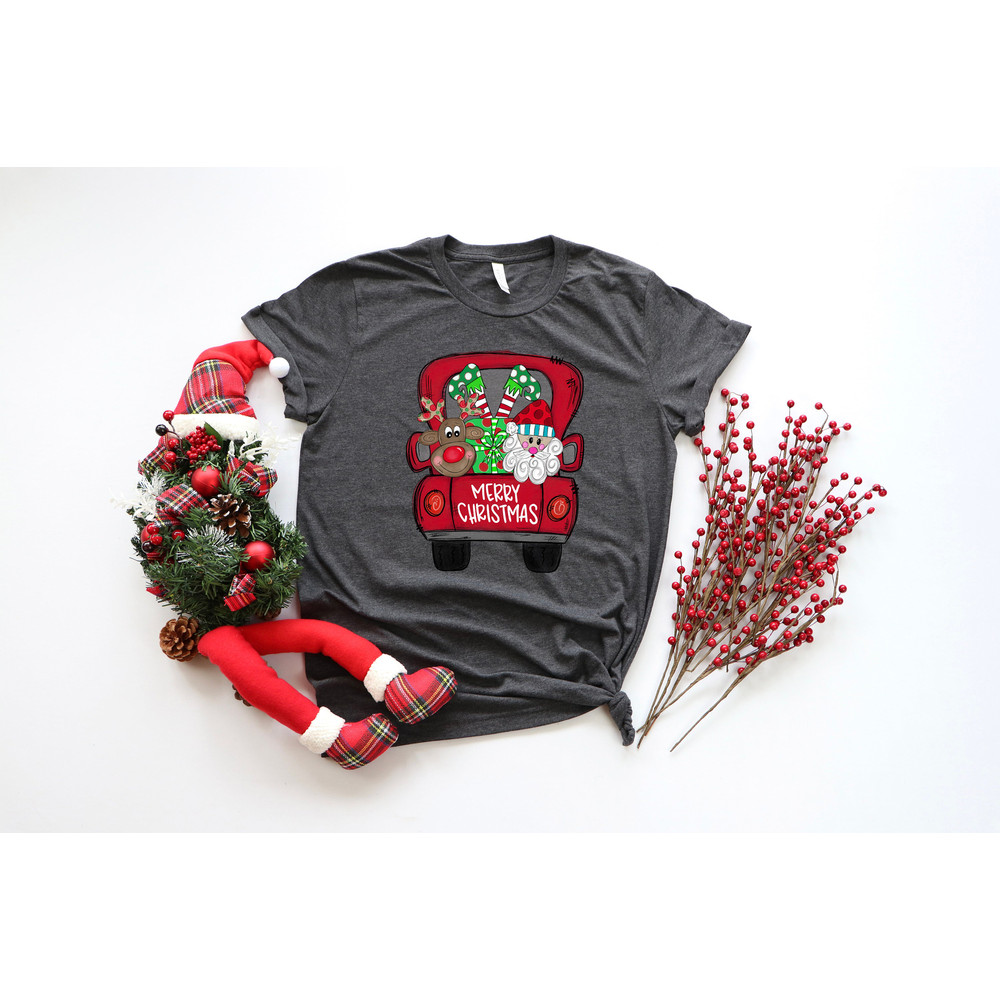 Merry Christmas Trees Truck Shirt, Christmas T-shirt, Christmas Family, Red Truck Shirt, Christmas Gift, Christmas Truck Family Shirts - 2.jpg