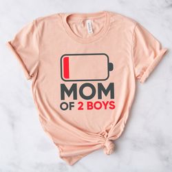 mom of 2 boys funny mothers day shirt, mom of 2 boys shirt gift from son, womens clothing for mom wife, mom gift idea fo