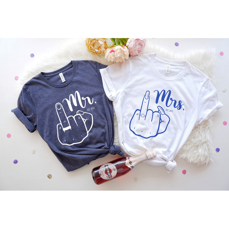 Mr and Mrs shirt,Ring finger Shirts ,Engagement Shirt ,Ring Finger Shirts ,Bachelorette Party Shirts,Bride Shirts,Just Married Shirt - 1.jpg
