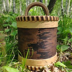 Birch bark box with unique dark bark for storing items
