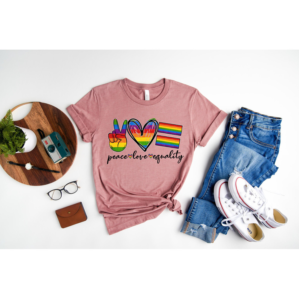 Peace Love Equality Shirt, Rainbow Flag Shirt, Gay Pride Shirt, Pride Month Shirt, Gay Rights Shirt, Gay Rainbow Shirt, Pride Shirt - 1.jpg