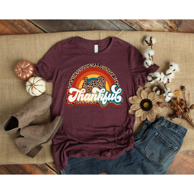 Rainbow Thankful Fall Pumpkin Sweatshirt, Thanksgiving Shirt, Fall Sweatshirt, Leopard rainbow Women's Fall Shirt, Thankful Fall Tee - 3.jpg