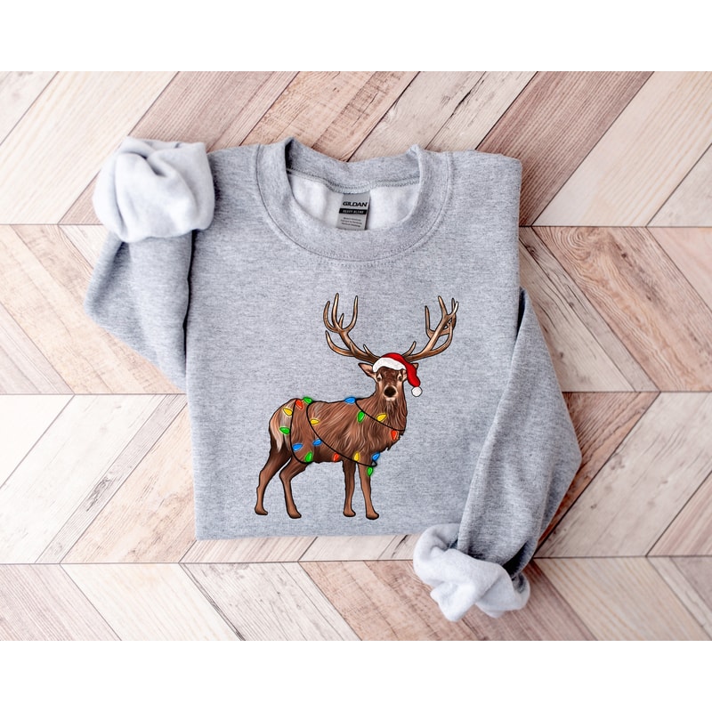 Reindeer Christmas Shirt, Christmas lights Shirt, Peeping Reindeer Shirt, Merry Christmas Shirt, Christmas Family Shirt, Xmas antler Shirt - 2.jpg