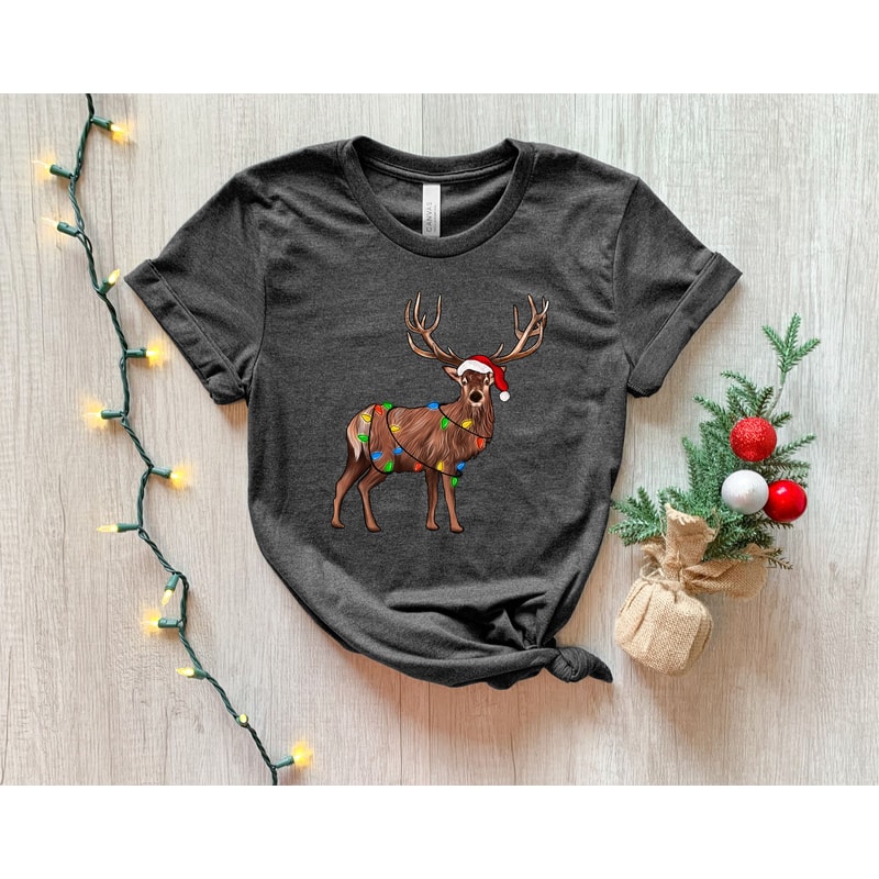 Reindeer Christmas Shirt, Christmas lights Shirt, Peeping Reindeer Shirt, Merry Christmas Shirt, Christmas Family Shirt, Xmas antler Shirt - 3.jpg