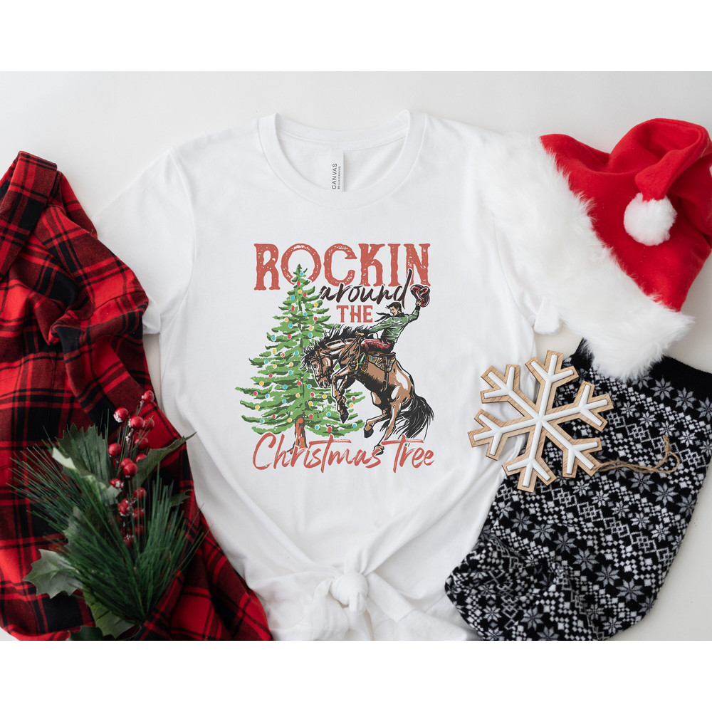 Rocking Around The Christmas Tree Sweatshirt, Women's Christmas Shirts, Retro Christmas Western Shirt,Cowboy Christmas Shirt,Christmas Shirt - 3.jpg