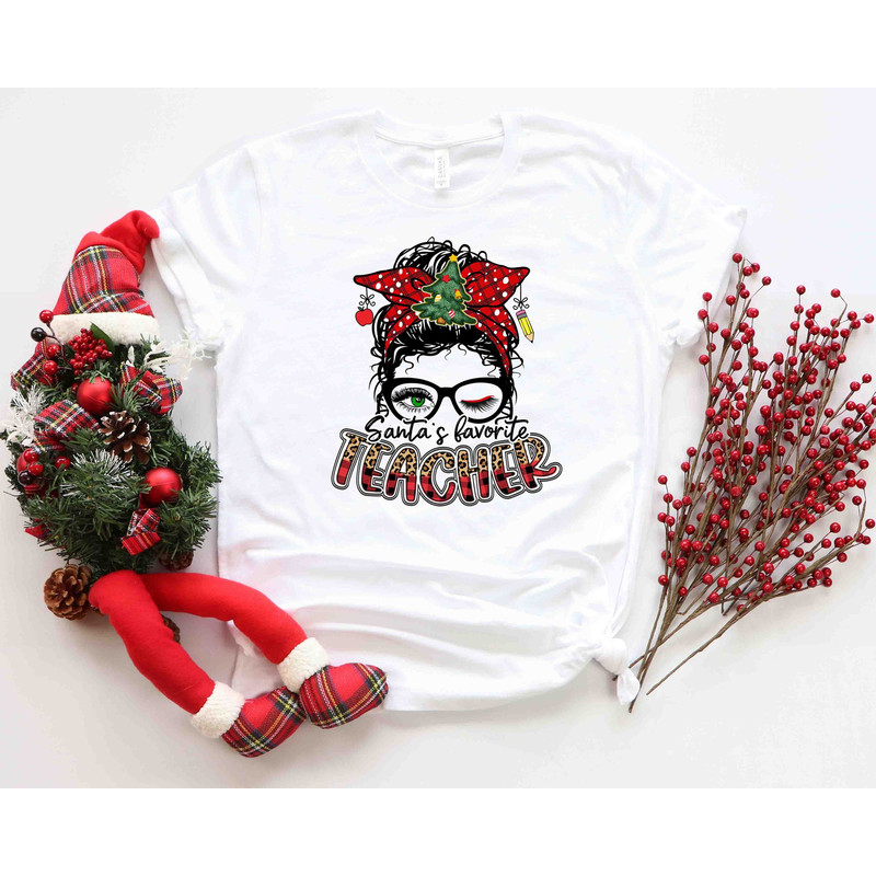 Santa's Favorite Teacher Shirt, Christmas Teacher Gift, Christmas Gift For Teacher, Santa's Best Teacher, Teacher Life, Teacher Shirt - 1.jpg