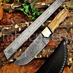 Custom Handmade Damascus Steel Hunting Skinner Knife With Kow Wood Handle. SK-71