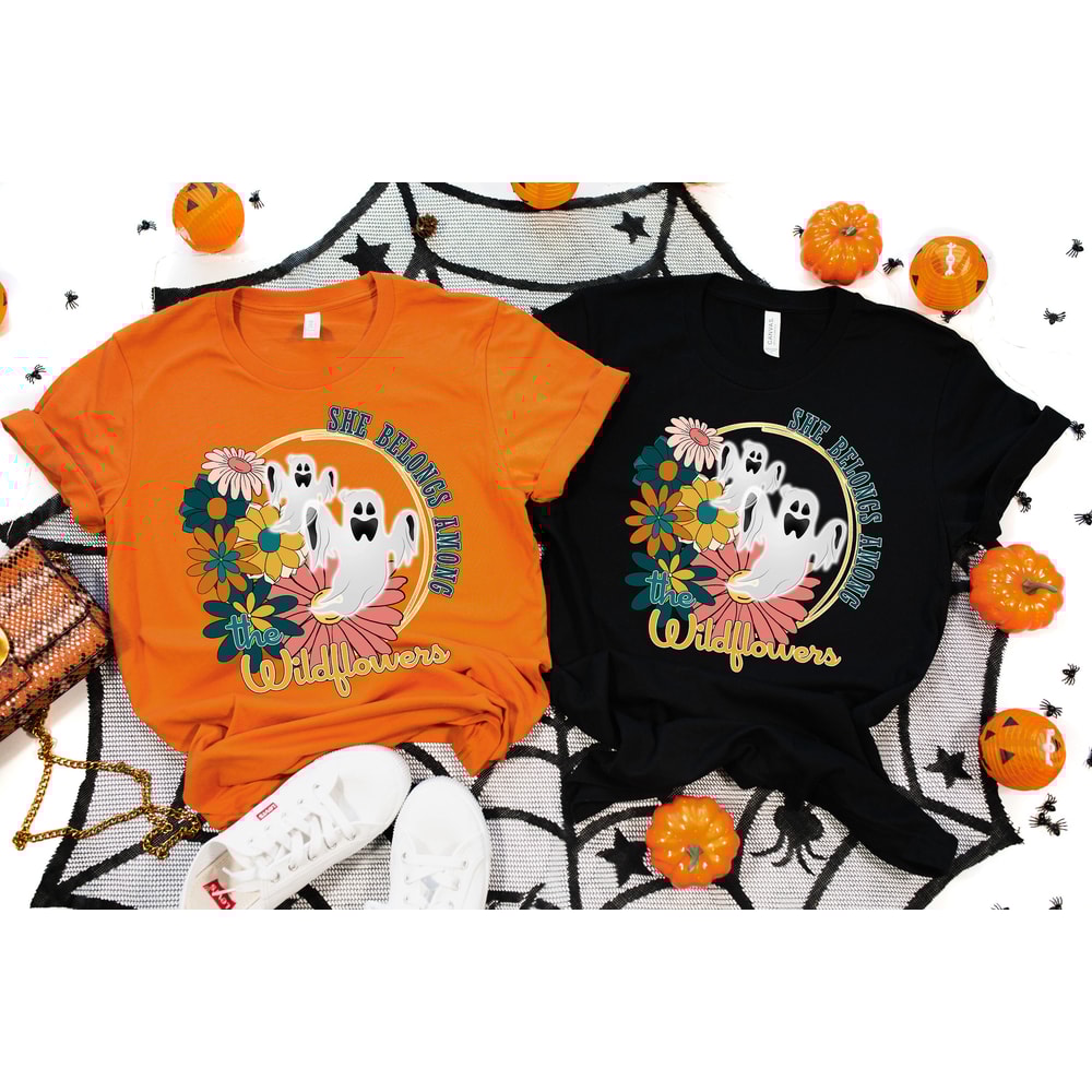 She belongs among the Wildflowers Shirt, Floral Halloween shirt, Vintage Ghost Halloween Shirt, Retro Fall Shirt, Halloween Shirt, Spooky - 2.jpg