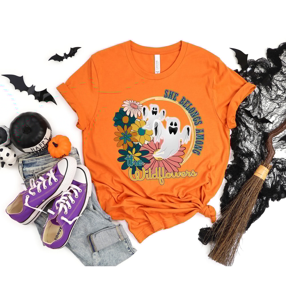 She belongs among the Wildflowers Shirt, Floral Halloween shirt, Vintage Ghost Halloween Shirt, Retro Fall Shirt, Halloween Shirt, Spooky - 3.jpg