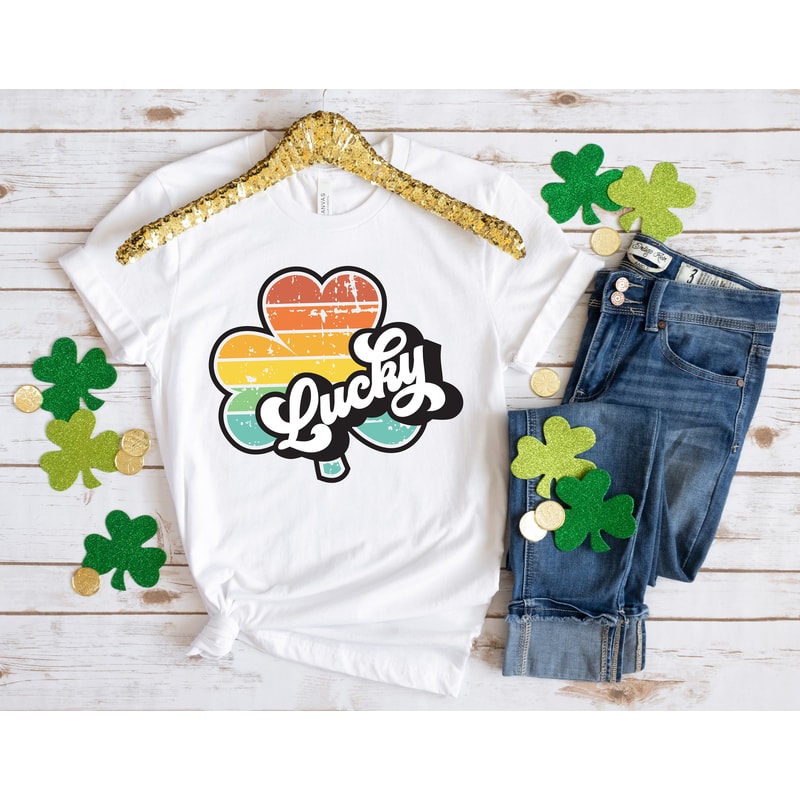 St Patrick's Day Lucky Retro Shirt,St Patricks Day Shirt,Shamrock Lucky Lips,Four Leaf Clover,Shamrock Shirts,Patrick's Day,Irish Tshirt - 3.jpg