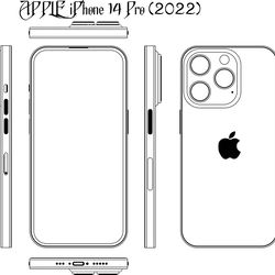 apple iphone 14 pro (2022) line art vector file black white vector outline or line art file