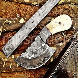 Custom Handmade Damascus Steel Hunting Skinner Knife With Bone Handle. SK-89