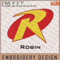 Robin Embroidery Files, DC Comics, Movie Inspired Embroidery Design, Machine Embroidery Design