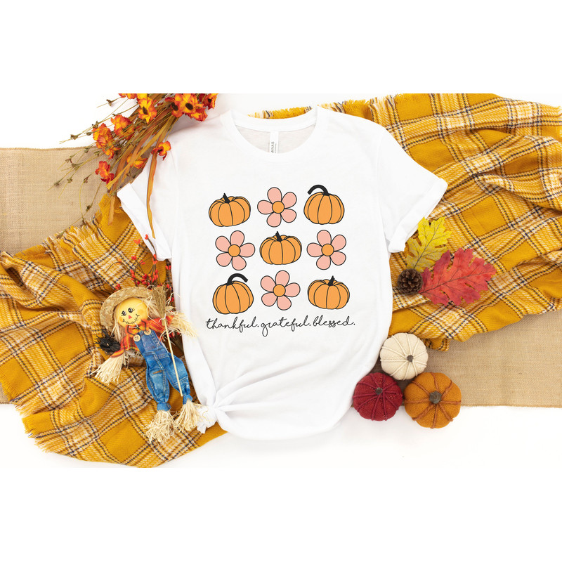 Thankful Grateful Blessed Sweatshirt, Thanksgiving Shirt, Fall Pumpkin, Fall Floral Shirt, Thankful Shirt, Thanksgiving Tee, Grateful Shirt - 2.jpg