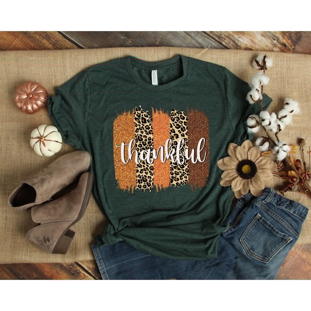 Thankful T Shirt Thankful Shirt Thanksgiving T Shirt Fall T Shirt Autumn T Shirt Leopard Thanksgiving Top Thankful Top Fall Fashion Women - 1.jpg