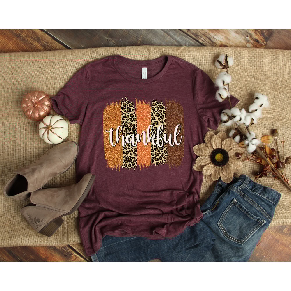 Thankful T Shirt Thankful Shirt Thanksgiving T Shirt Fall T Shirt Autumn T Shirt Leopard Thanksgiving Top Thankful Top Fall Fashion Women - 2.jpg
