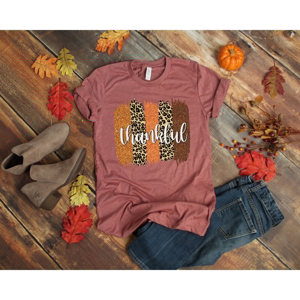 Thankful T Shirt Thankful Shirt Thanksgiving T Shirt Fall T Shirt Autumn T Shirt Leopard Thanksgiving Top Thankful Top Fall Fashion Women - 3.jpg