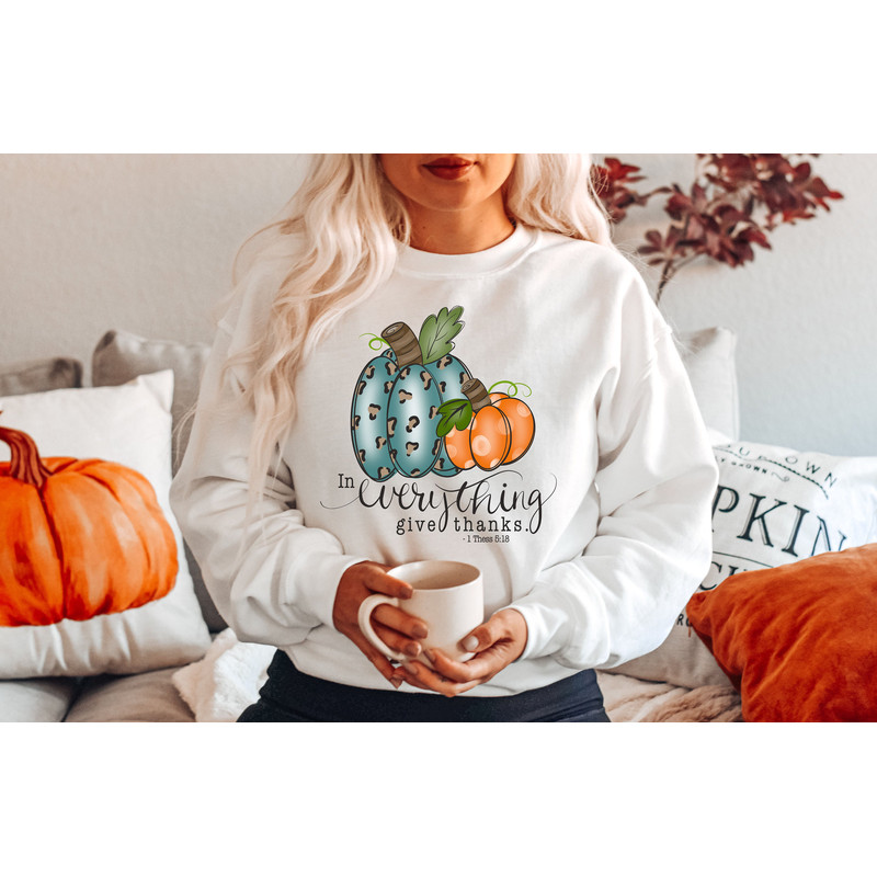 Thanksgiving Shirt, In Everything Give Thanks, Thankful Shirt, Christian Thanksgiving Tees, Thanksgiving Grace, Faith Shirt, Religious Shirt - 3.jpg