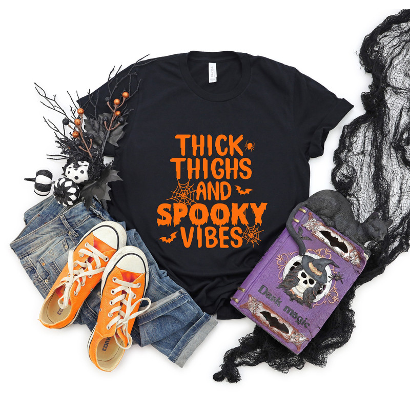 Thick Thighs And Spooky Vibes - Halloween Shirt, Halloween Shirts, Halloween T-Shirt, Halloween Tee, Halloween Tees, Funny Halloween Shirt - 1.jpg
