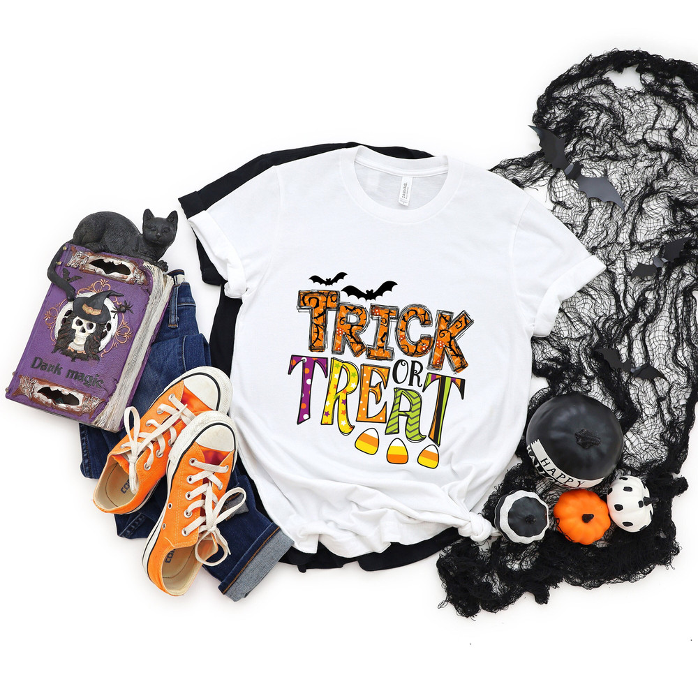 Trick or Treat, Trick or Treat Shirt, Funny Halloween T-Shirt, Toddler Halloween Shirt, Halloween Shirt Kids, Girls Halloween Shirt - 1.jpg