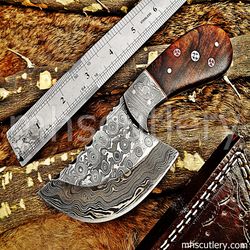 Custom Handmade Damascus Steel Hunting Skinner Knife With Rose Wood Handle. SK-98